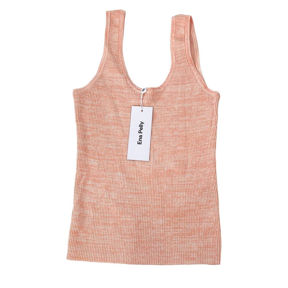 Ena Pelly Sloane Knit Tank Top Peach Melange USA 8